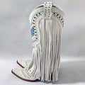 Genuine Leather Detailed Fringe Cowgirl Boots