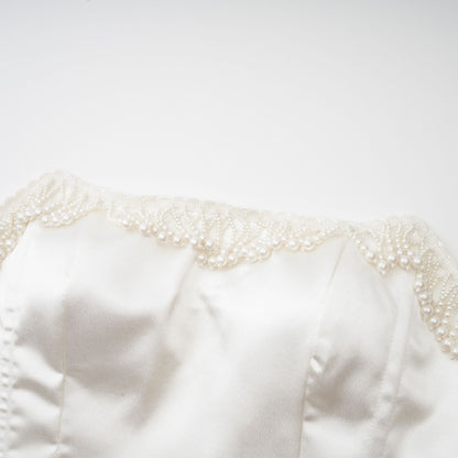 Nalini faux-pearl off-shoulder top