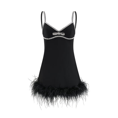 Clémence embellished feather-trim mini dress