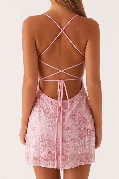 Vietta Pink Sequin Cami Mini Dress - Sparkly Party Dress