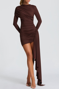 Yetera Draped Mini Dress - Brown