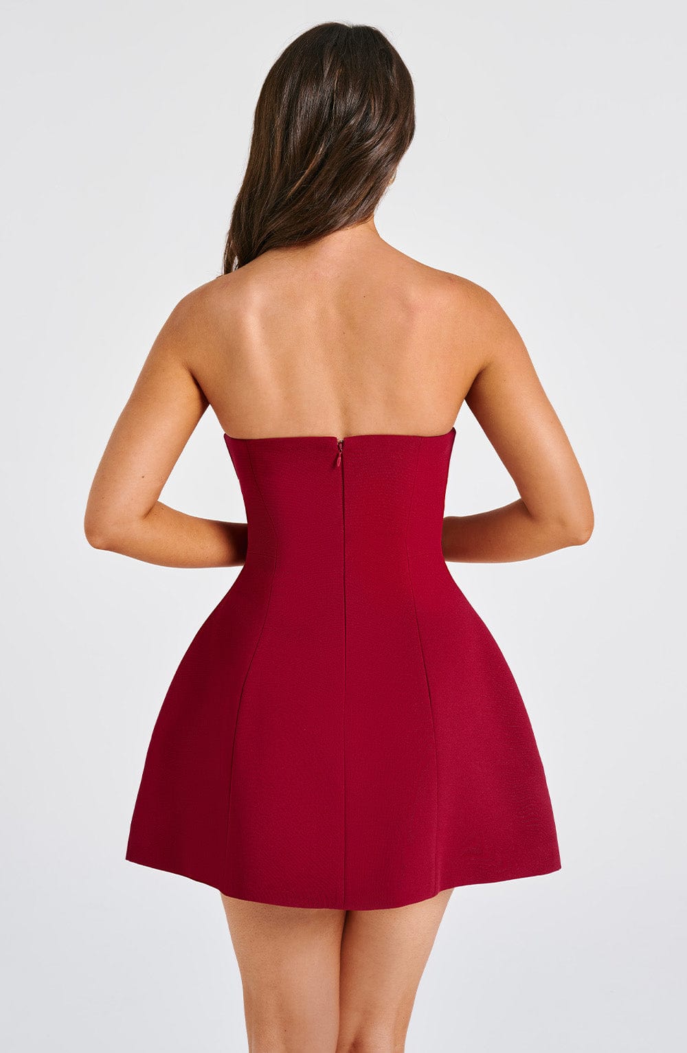 Asha Wine Mini Dress - Elegant Burgundy Party Dress