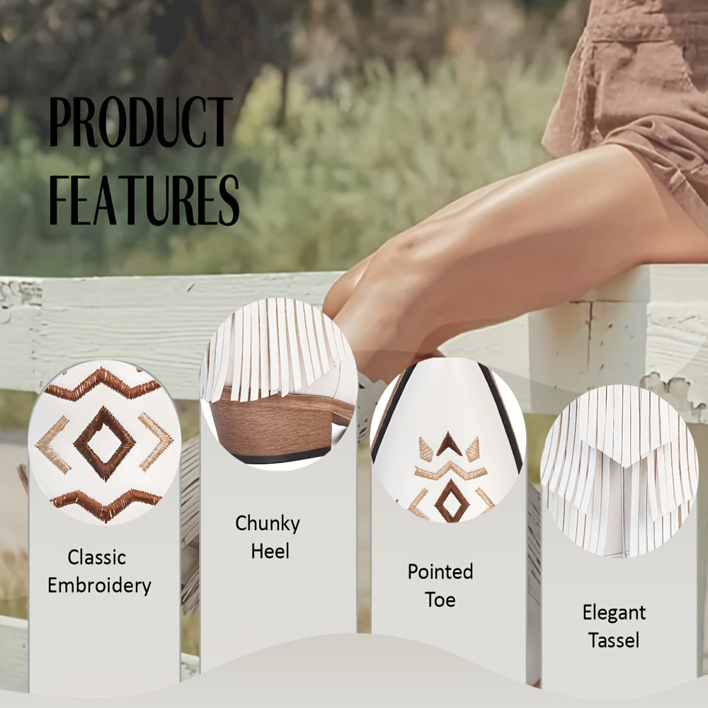 Fringe Stitch Design Cowgirl Boots