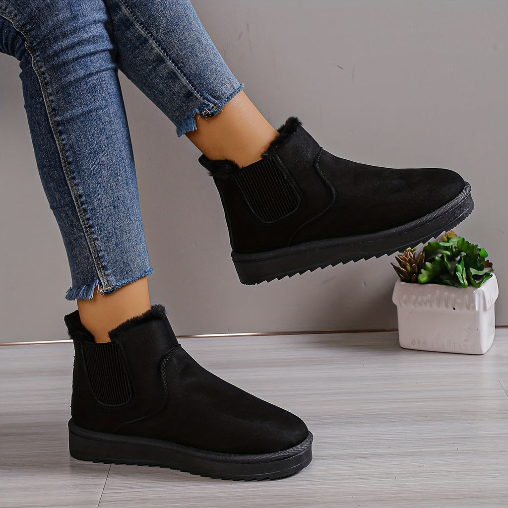 Plus Fleece Snow Slip On Flat Ankle Boots