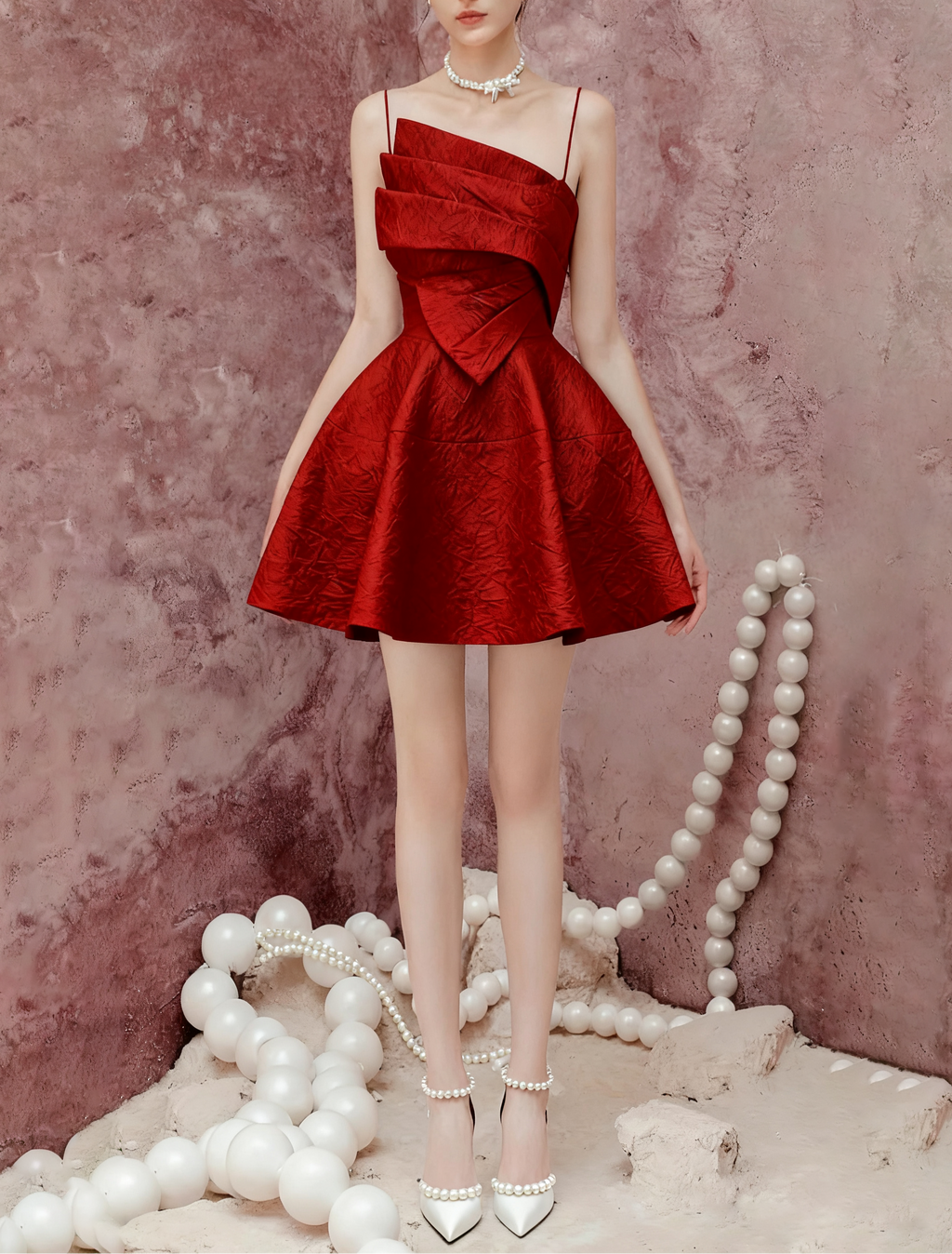 Red Strappy Mini Dress - Backless Party Dress with Adjustable Straps