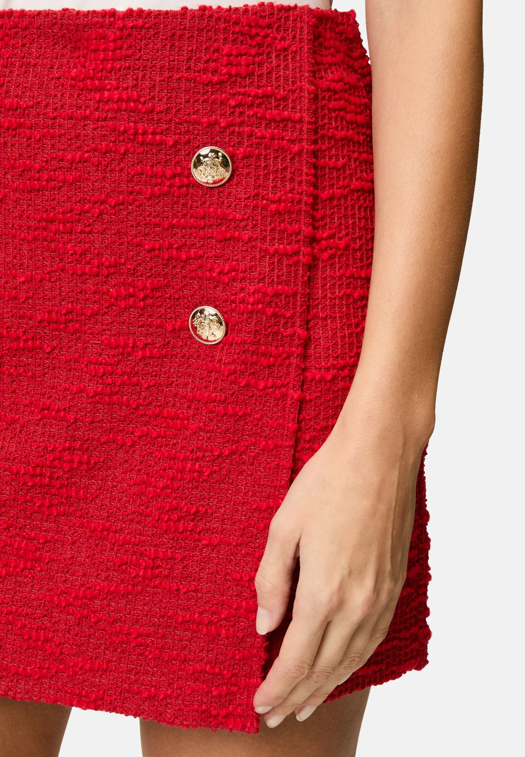 Plain jacket skirt set in red