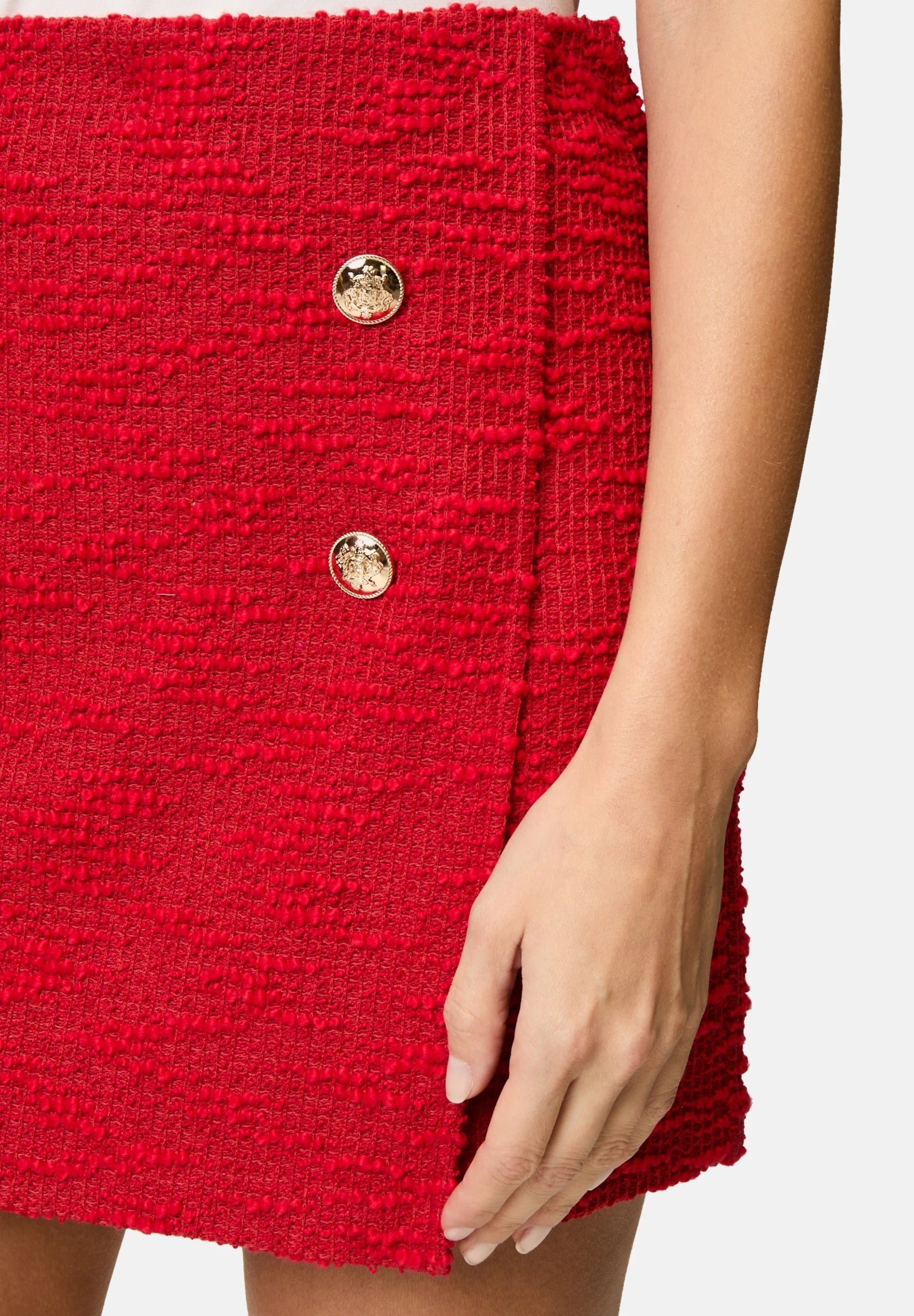 Plain jacket skirt set in red