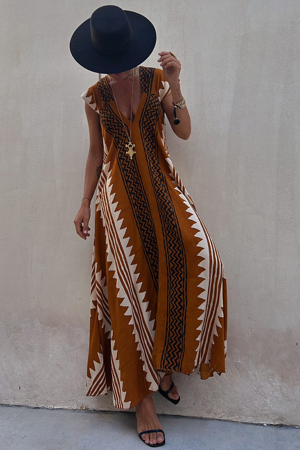 charlotte Ethnic Print A-line Maxi Dress