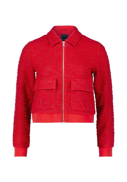 Plain jacket skirt set in red