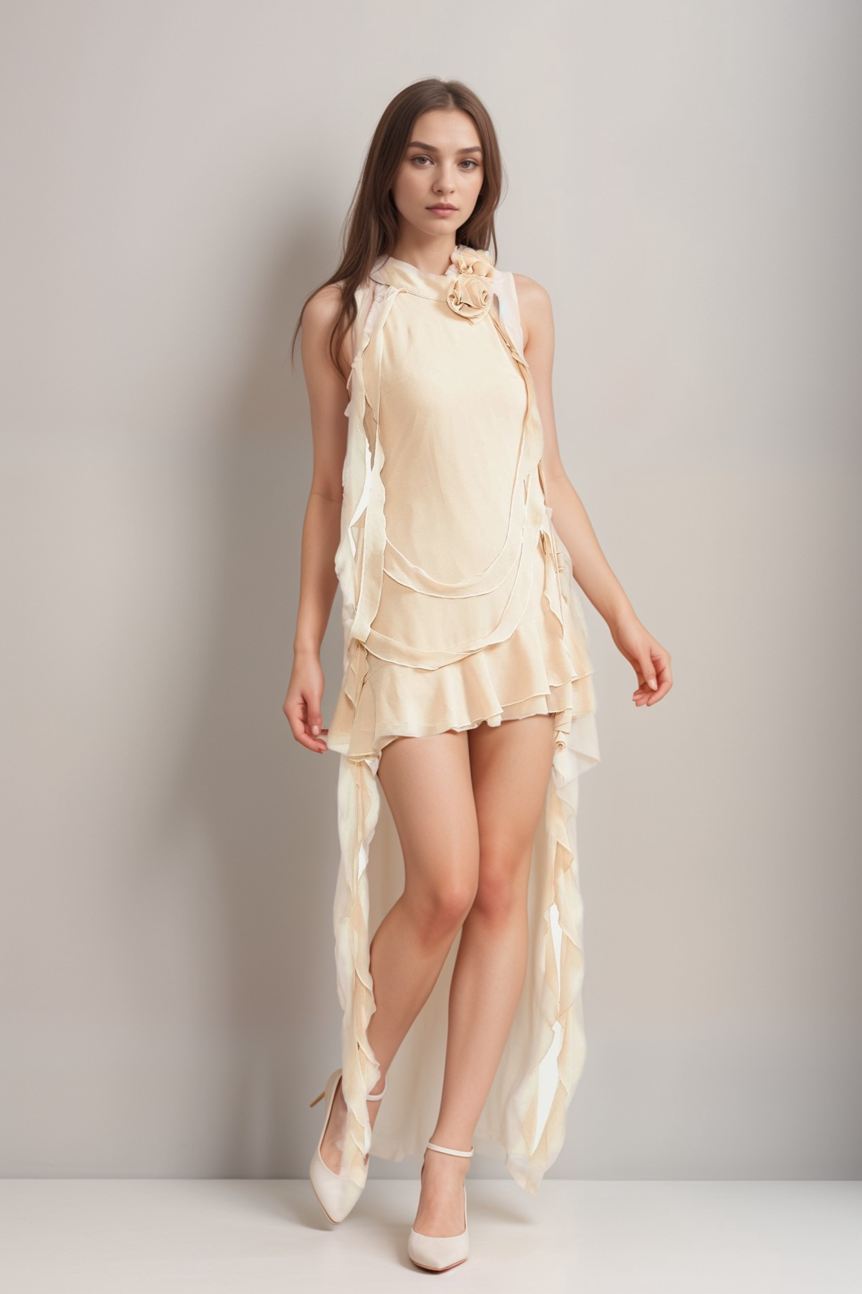 Eloisee flower asymmetric mini dress