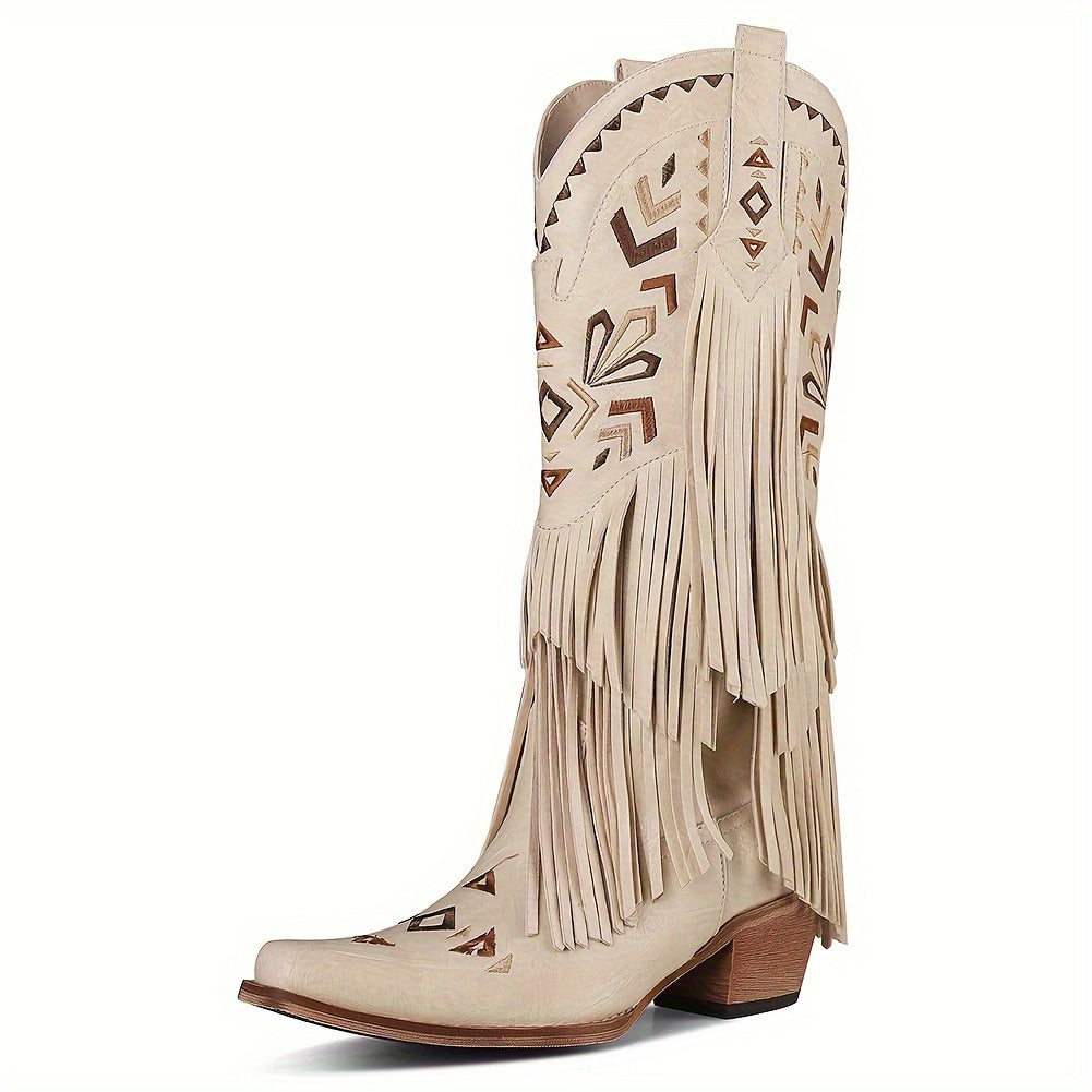 Fringe Stitch Design Cowgirl Boots