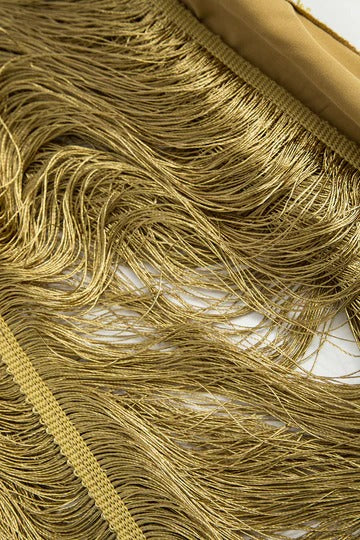tassel rear slit halterneck dress