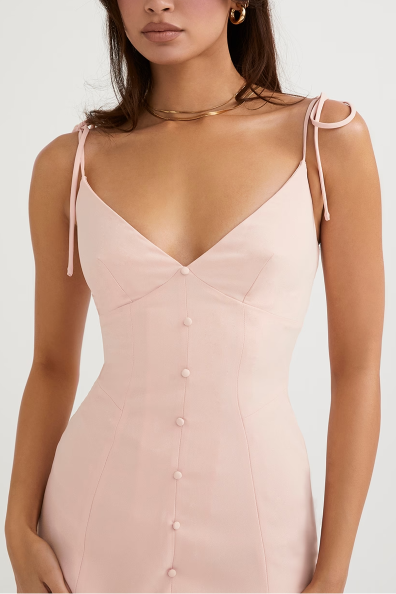blush slit midi sun dress