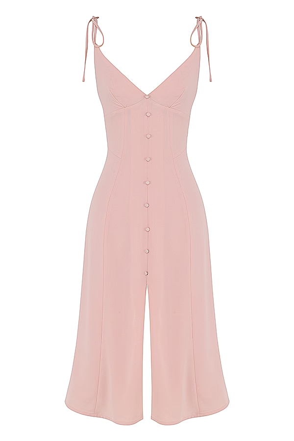 blush slit midi sun dress