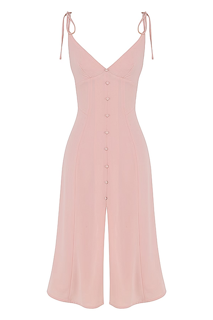 blush slit midi sun dress