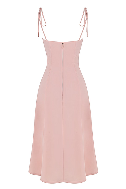 blush slit midi sun dress