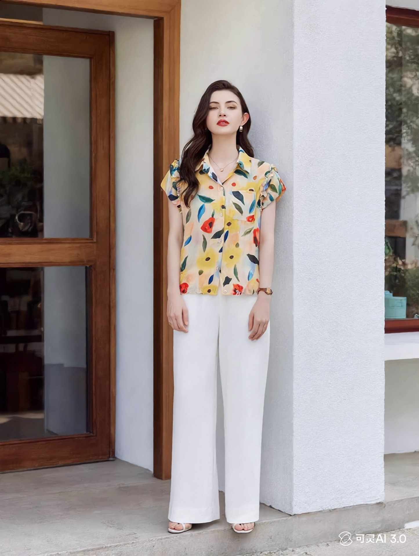 odelia Casual Polo Floral Printed Shirt