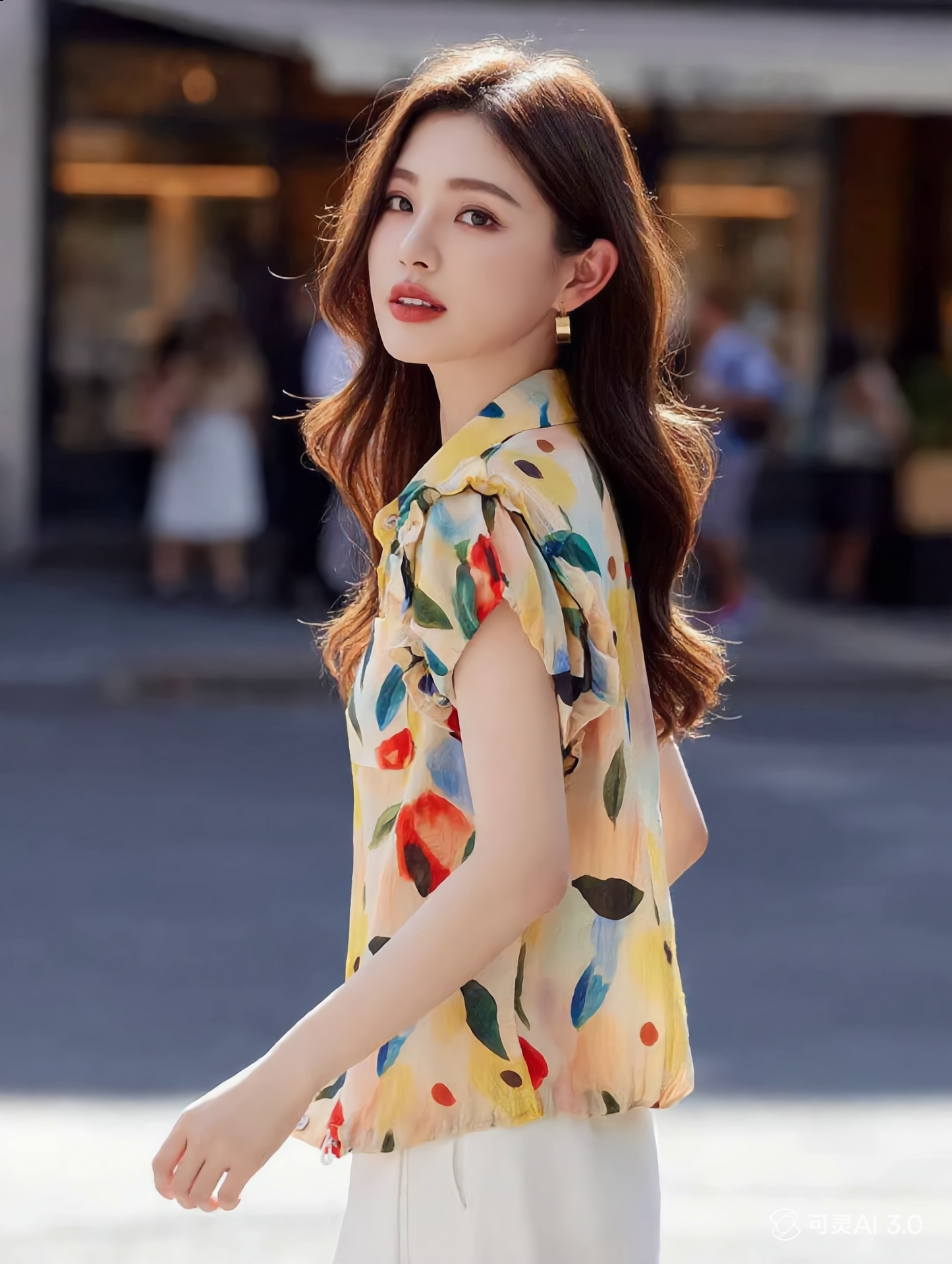 odelia Casual Polo Floral Printed Shirt