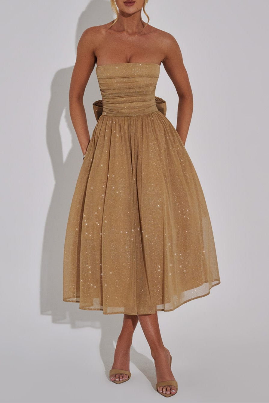 Marissa Midi Dress - Gold Sparkle