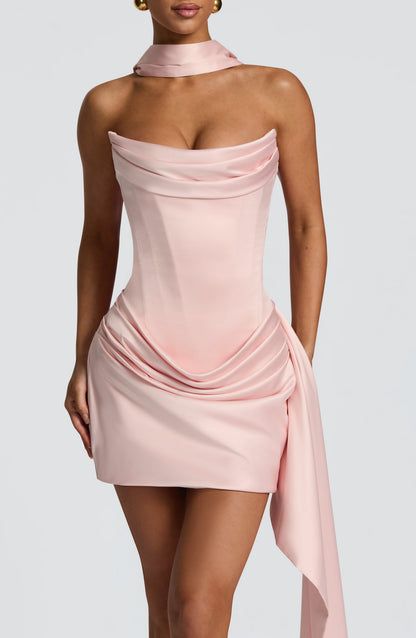 Marla Black Mini Dress - Plunge Bardot Cocktail Party Dress
