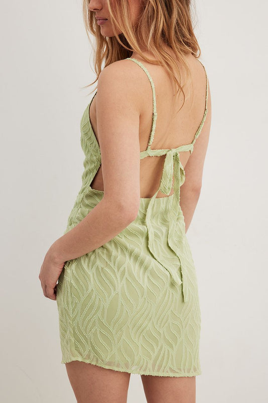 Structured Tie Back Mini Dress in green