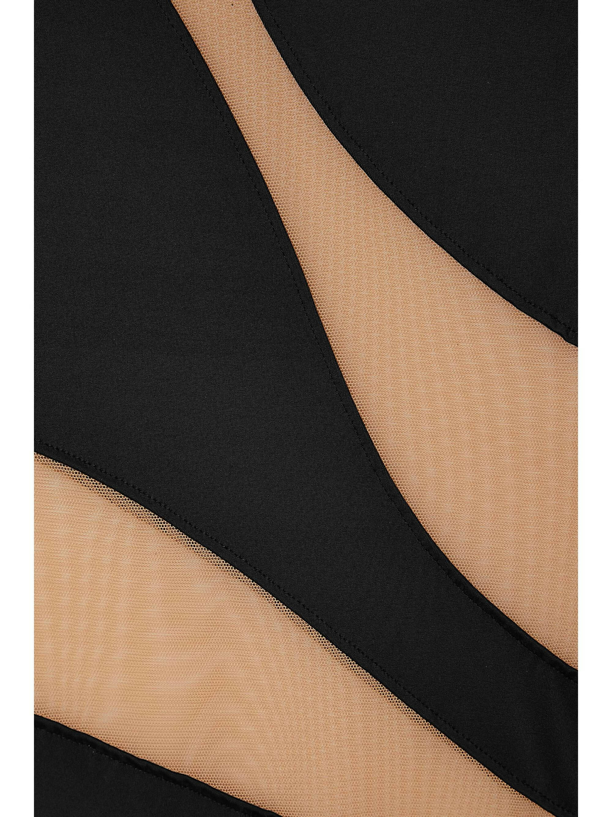 Snake One-Shoulder Mesh-Paneled Stretch-Jersey Gown