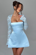 Sadie Blue Mini Dress - Elegant Satin Party Dress