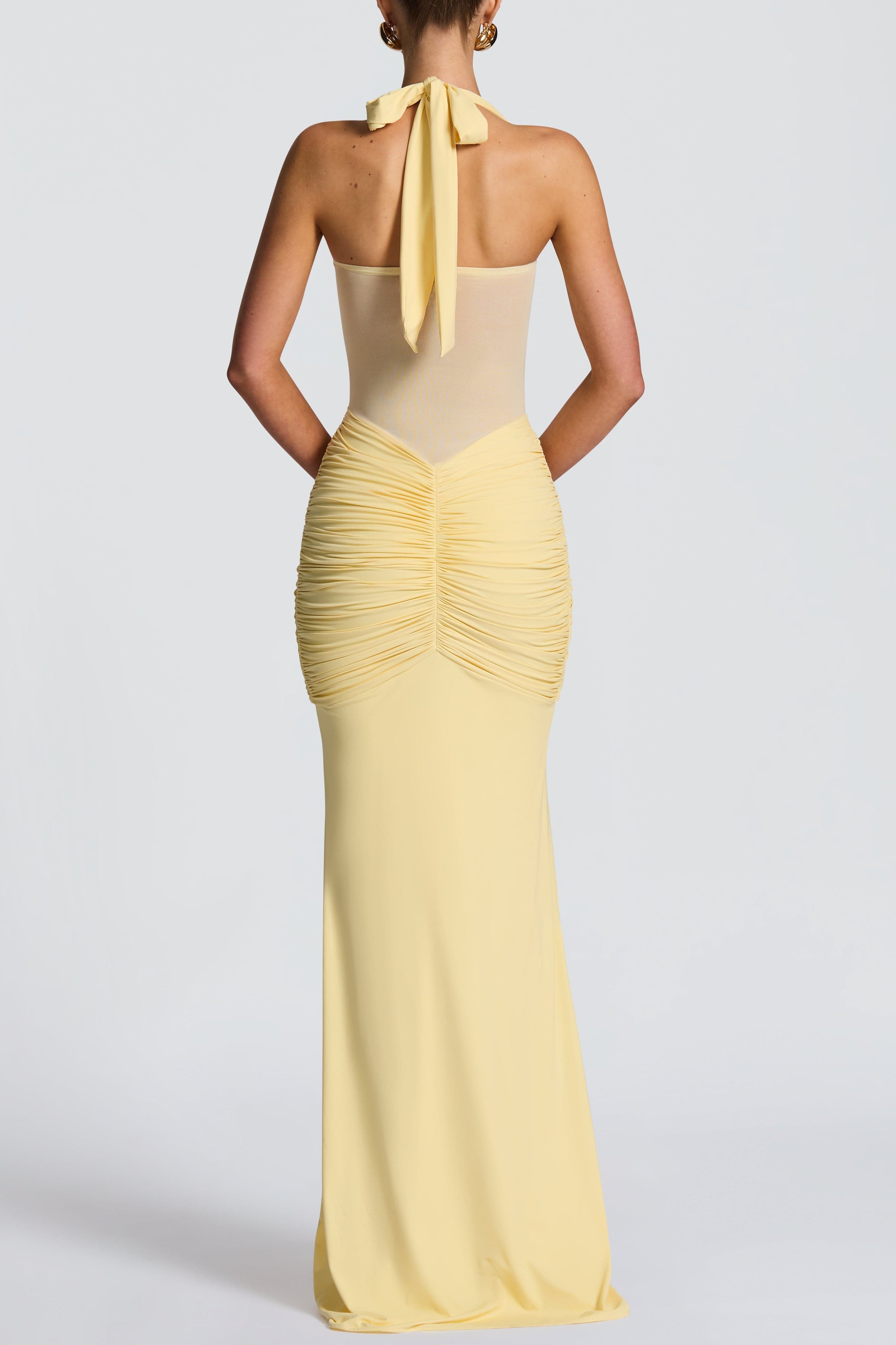 Vixen pleated bandage Maxi Dress - Lemon